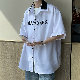 Tシャツ・POLOシャツ シンプル ファッション カジュアル 定番 韓国ファッション オシャレ 服 夏 服 メンズ ポリエステル 半袖 一般 一般 POLOネック シングルブレスト ボタン アルファベット