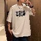 Tシャツ・POLOシャツ 韓国ファッション オシャレ 服 ファッション 夏 服 ポリエステル 五分袖 一般 ラウンドネック プリント アルファベット