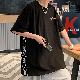 Tシャツ・POLOシャツ切り替えシンプルコットン韓国ファッション オシャレ 服メンズ一般夏 服アルファベット配色五分袖ラウンドネック