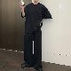 セットアップ ラウンドネック 夏 服 シンプル プルオーバー コットン メンズ アルファベット ファッション