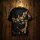 【絶対欲しい】ファッション Tシャツ カジュアル ラウンドネック プルオーバー ブラック 刺繍 動物柄 配色 コットン レトロ