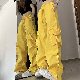 【可愛いデザイン】カジュアルパンツ レディースファッション シンプル 大きめのサイズ感 ハイウエスト ロング丈 無地 韓国ファッション