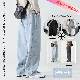 【超人気お得セット】2点セット Ｔシャツ+デニムパンツ メンズファッション 人気 カッコイイ 韓国 ストリート系 ワイドパンツ 心地よい セットアップ