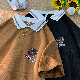 Tシャツ・POLOシャツ キュート ファッション カジュアル レトロ ストリート系 韓国ファッション オシャレ 服 夏 服 メンズ 合成繊維 半袖 一般 POLOネック ボタン プリント アルファベット 配色