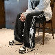 【組み合わせ自由】カジュアルパンツ メンズファッション 人気 レギュラーウエスト ロング丈 ストライプ柄 オシャレ服 ナチュラル