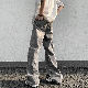 デニムパンツ メンズ ファスナー オールシーズン レギュラーウエスト ロング丈 デニム ファッション 韓国ファッション オシャレ 服 無地 ダメージ加工