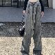 デニムパンツ レトロ 韓国ファッション オシャレ 服 シンプル 夏 服 大きめのサイズ感 ボウタイ ハイウエスト ロング丈 グラデーション色 体型をカバー 脚長効果