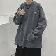 シャツ 韓国ファッション オシャレ 服 メンズ 長袖 一般 ラウンドネック プルオーバー なし 無地 ポリエステル カジュアル ストリート系 シンプル
