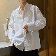 シャツ シンプル 韓国ファッション オシャレ 服 春 服 秋  服 ポリエステル 長袖 一般 一般 折り襟 ボタン なし 無地