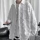 シャツ 一般 ポリエステル 折り襟 一般 韓国ファッション オシャレ 服 カジュアル ボタン 秋  服 メンズ シングルブレスト 長袖 ストリート系 無地 シンプル