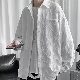 シャツ 一般 ポリエステル 折り襟 一般 韓国ファッション オシャレ 服 カジュアル ボタン 秋  服 メンズ シングルブレスト 長袖 ストリート系 無地 シンプル