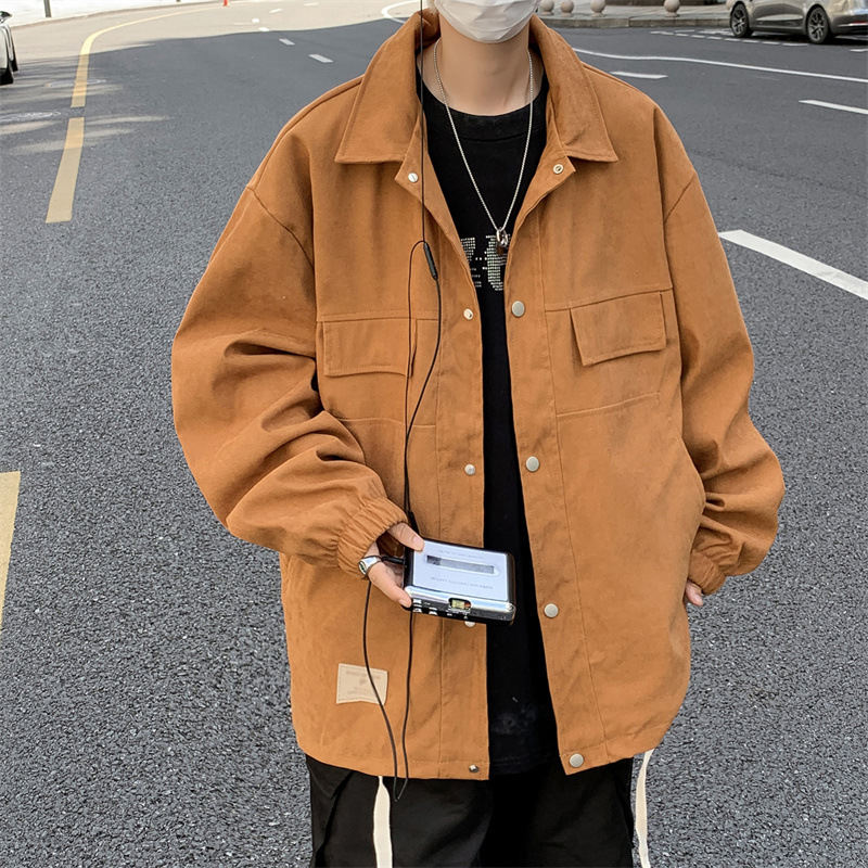 ジャケットシンプルファッションカジュアルレトロストリート系キレカジ韓国ファッション オシャレ 服メンズその他長袖一般一般折り襟ボタンボタン無地