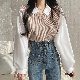 【女性大人気】セーター・カットソー レディースファッション レイヤード / 重ね着風 プルオーバー 学園風 切り替え 配色 折り襟 韓国ファッション