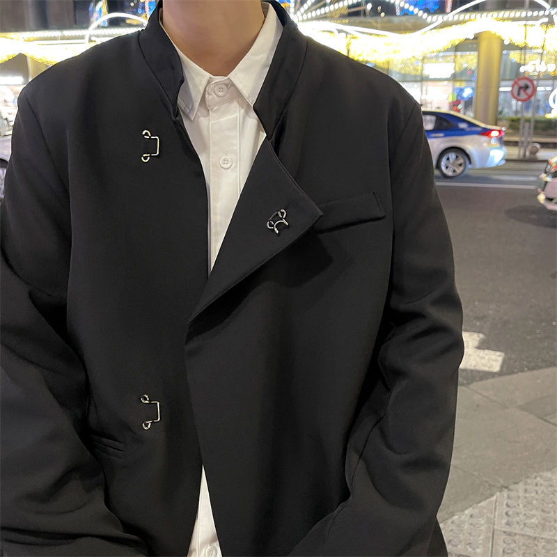 スーツ シンプル ファッション カジュアル 韓国ファッション オシャレ 服 ナチュラル 秋  服 メンズ ポリエステル 長袖 一般 一般 折り襟 シングルブレスト ボタン 無地