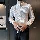 シャツ 長袖 メンズ 秋  服 カジュアル 韓国ファッション オシャレ 服 一般 ジッパー 混紡 無地 スタンドネック シンプル 一般 ボタン