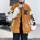 ジャケット カジュアル 韓国ファッション オシャレ 服 シンプル ファッション 春秋 メンズ ポリエステル 長袖   ラウンドネック シングルブレスト ボタン 切り替え 配色