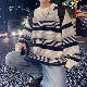 セーター シンプル ファッション カジュアル 韓国ファッション オシャレ 服 ナチュラル 秋冬 メンズ ポリエステル 長袖 一般 一般 ラウンドネック プルオーバー なし ボーダー