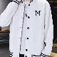 ジャケット シンプル カジュアル 韓国ファッション オシャレ 服 春秋 メンズ ポリエステル 長袖 一般 一般 スタンドネック シングルブレスト ボタン アルファベット 配色