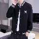 ジャケット シンプル カジュアル 韓国ファッション オシャレ 服 春秋 メンズ ポリエステル 長袖 一般 一般 スタンドネック シングルブレスト ボタン アルファベット 配色