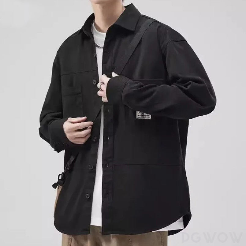 ジャケット 韓国ファッション オシャレ 服 シンプル レトロ 秋  服 メンズ ポリエステル 長袖 一般 折り襟 ボタン なし 無地
