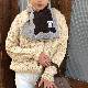 マフラー スウィート 韓国ファッション オシャレ 服 シンプル カジュアル レトロ 秋冬 レディース プリント 配色 プリント 幾何模様