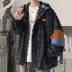 ジャケット シンプル カジュアル 韓国ファッション オシャレ 服 秋  服 男女兼用 ポリエステル 長袖 一般 一般 フード付き ジッパー なし 配色