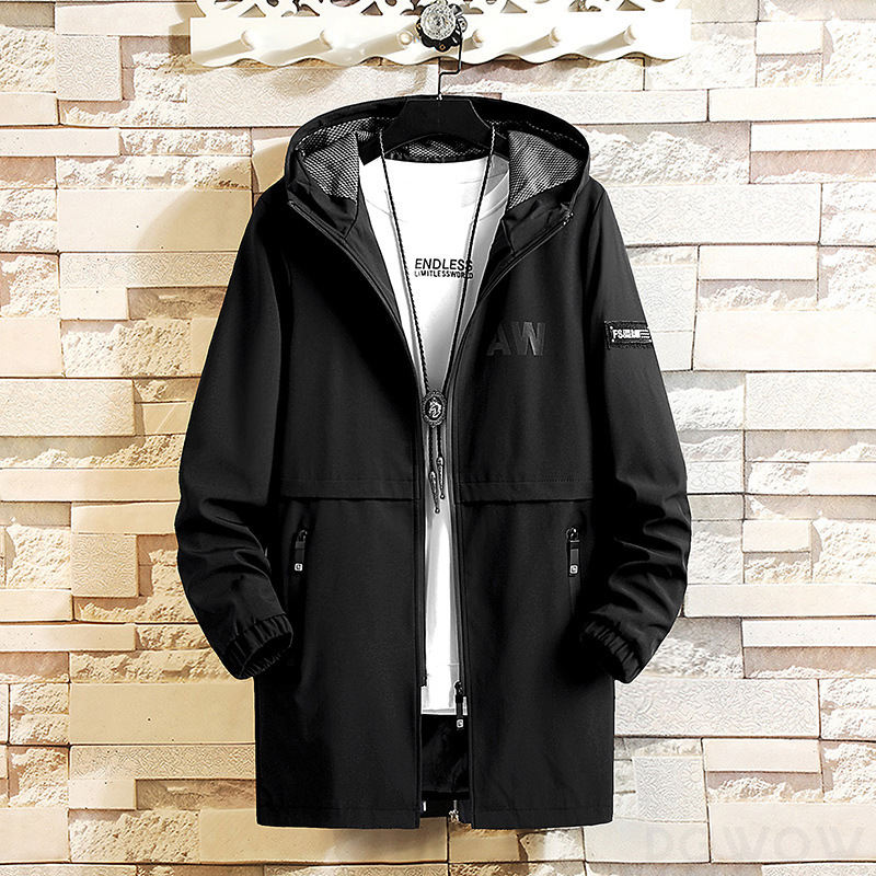 ジャケット シンプル ファッション カジュアル 韓国ファッション オシャレ 服 秋冬 メンズ ポリエステル 長袖 一般 一般 フード付き ジッパー 切り替え プリント アルファベット