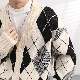 カーディガン 韓国ファッション オシャレ 服 シンプル ファッション カジュアル 秋冬 メンズ ニット 長袖 一般 一般 Vネック シングルブレスト ボタン チェック柄 配色