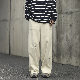 カジュアルパンツ韓国ファッション オシャレ 服シンプルメンズポリエステル刺繍20~40代ハイウエストロング丈無地