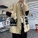 ジャケット 長袖 切り替え 折り襟 一般 落書き プリント 韓国ファッション オシャレ 服 配色 ストリート系 ファッション