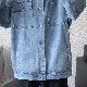 ジャケット シンプル ファッション 定番 韓国ファッション オシャレ 服 秋  服 メンズ デニム 長袖 一般 一般 折り襟 シングルブレスト ボタン 無地
