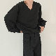 シャツ ポリエステル シンプル 韓国ファッション オシャレ 服 無地 長袖 一般 プルオーバー Vネック 一般 メンズ 春秋 ボタン