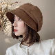 帽子韓国ファッション オシャレ 服秋冬レディースベージュアイボリーブラックギャザー20~40代無地スエード生地