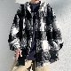 カーディガン シンプル カジュアル 韓国ファッション オシャレ 服 春 服 秋  服 メンズ ポリエステル 長袖   フード付き シングルブレスト ボタン チェック柄