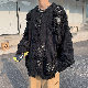 セーター 韓国ファッション オシャレ 服 シンプル 秋冬  長袖   ラウンドネック プルオーバー ダメージ加工 無地