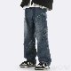 デニムパンツ シンプル 韓国ファッション オシャレ 服 秋冬 メンズ デニム ボタン レギュラーウエスト ロング丈 無地