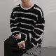 セーター シンプル 韓国ファッション オシャレ 服 秋冬 メンズ ポリエステル 長袖 一般 一般 ラウンドネック プルオーバー なし ボーダー
