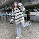 セーター韓国ファッション オシャレ 服ファッションカジュアルポリエステル長袖一般一般ラウンドネックプルオーバー刺繍配色ボーダー