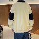 Tシャツ・POLOシャツ韓国ファッション オシャレ 服一般折り襟ファッションカジュアルなしポリエステル長袖メンズ一般春秋ボーダープルオーバー配色