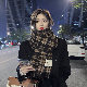 マフラーファッションカジュアル韓国ファッション オシャレ 服シンプルレディースフリンジチェック柄