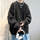 高品質 全4色 セーター 韓国系 カジュアル レトロ プルオーバー ラウンドネック ルーズ 厚手 無地 秋冬 メンズ セーター