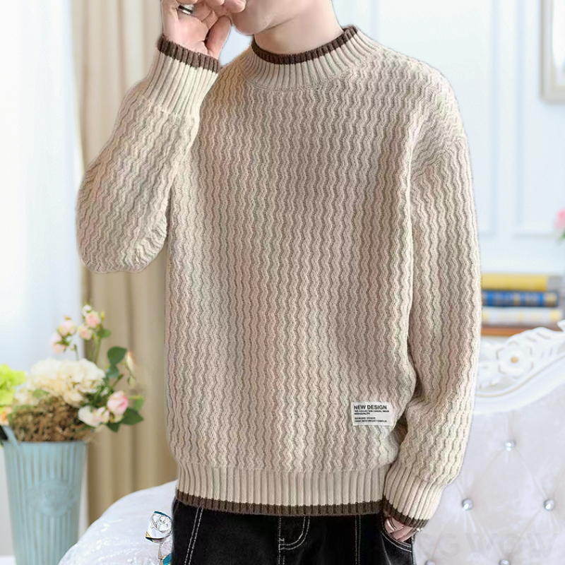 人気新作 カジュアル 弾性のある 切り替え 配色 長袖 ニットセーター