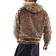 高品質のラムウール パーカー ファッション カジュアル レトロ スエード生地 切り替え フード付き 厚手 秋冬 メンズ パーカー