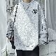 3色展開 パーカー 韓国系 カジュアル ファッション 裏起毛 アルファベット プリント 配色 ストライプ柄  ラウンドネック 秋冬 メンズ パーカー