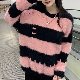 セーター・カットソーボーダー韓国ファッション オシャレ 服一般冬  服ニットなしラウンドネック長袖シンプル秋  服