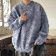 セーター 韓国ファッション オシャレ 服 秋冬 メンズ 長袖 一般 一般 ラウンドネック プルオーバー 切り替え 無地