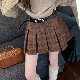 スカート レトロ 韓国ファッション オシャレ 服 秋冬 ナイロン なし ハイウエスト プリーツスカート チェック柄