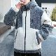 【おしゃれ度高め】綿コート ファッション カジュアル ストリート系 配色 プリント フード付き 厚手 秋冬 メンズ 綿コート