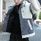 【おしゃれ度高め】綿コート ファッション カジュアル ストリート系 配色 プリント フード付き 厚手 秋冬 メンズ 綿コート