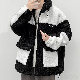 綿コート・ダウンジャケット一般ファッションスタンドネック長袖冬  服配色カジュアル韓国ファッション オシャレ 服一般シンプルジッパーメンズ秋  服切り替えストラップポリエステル